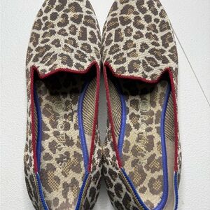 Rothy's Brown and Red Flats with Bold Design